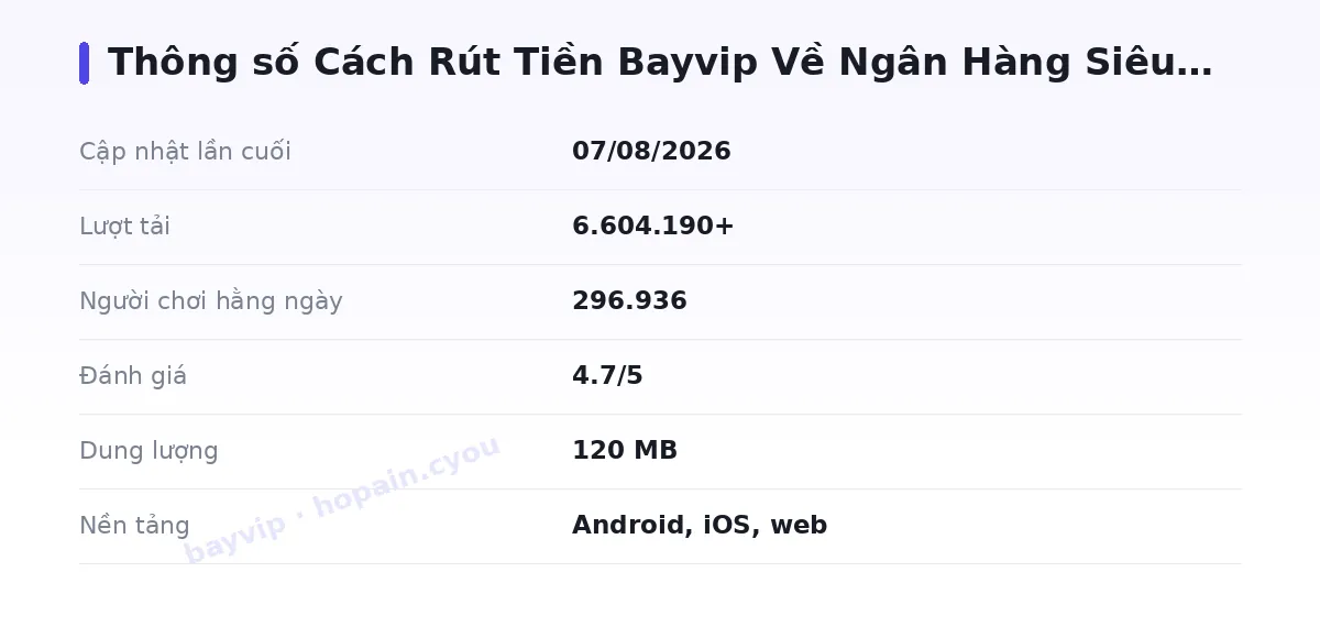 Bảng thông số bayvip
